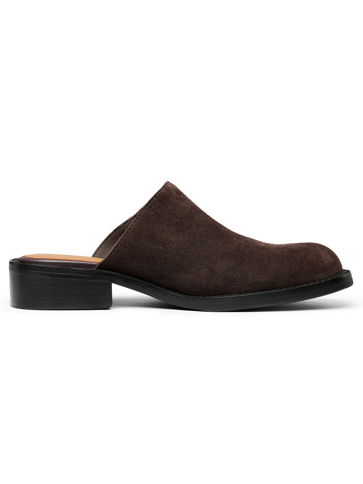 Square-Toe Horsehair Patchwork Mules in Chocolate – product image 4