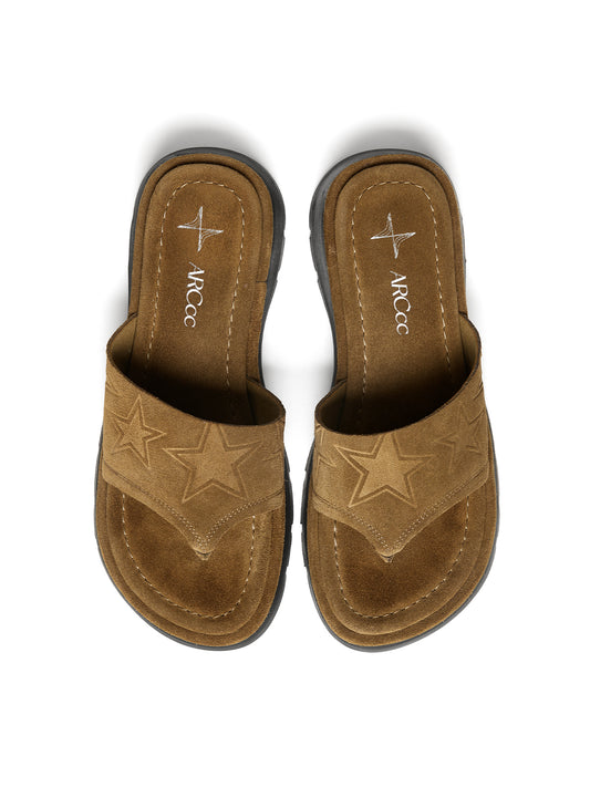 Star Suede Platform Flip-Flops in Brown – product image 2
